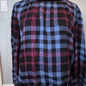 NWT Anthropologie Plaid Long Sleeve Blouse